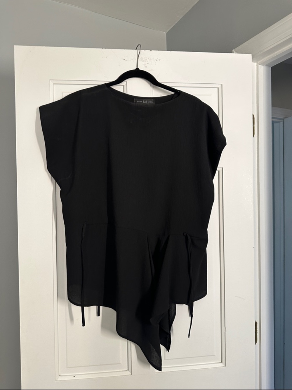 Women’s Black Asymmetric Draped Blouse by Mango